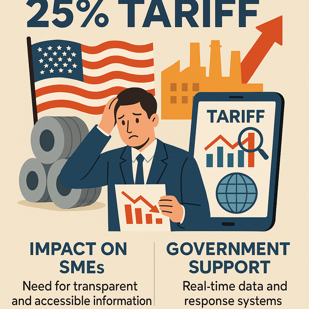 미국의 관세장벽으로 인해 어려움을 나타내는 이미지