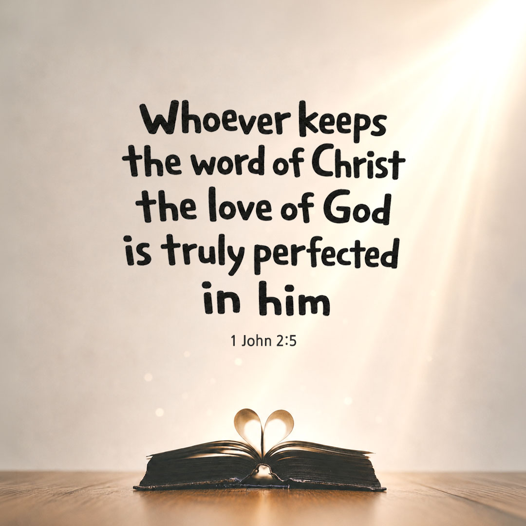 Today's Bible verse card 1 John 2:5 scripture image