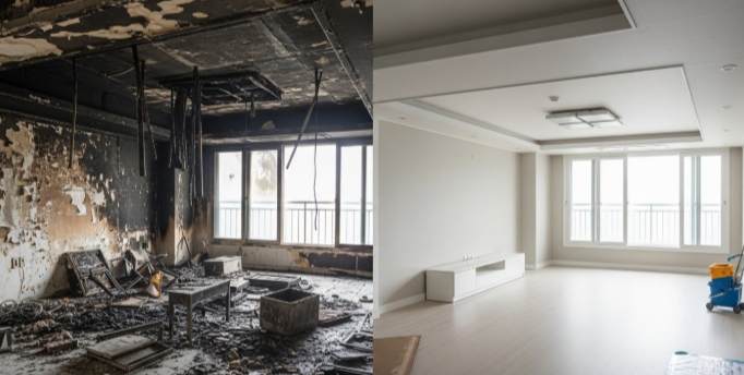 화재청소 복구 전후