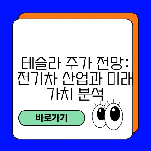 테슬라 주가 전망: 전기차 산업과 미래 가치 분석