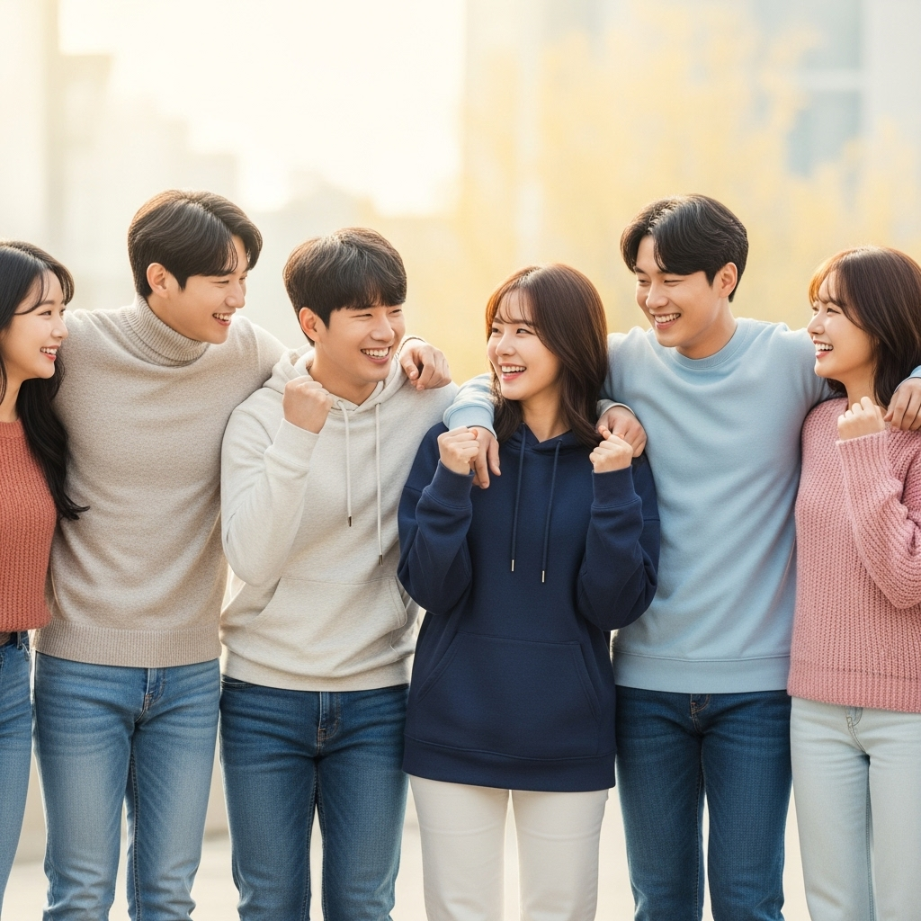 경기도 청년 복지포인트 2차 모집-밝은 미소로 어깨동무하고 있는 청년들