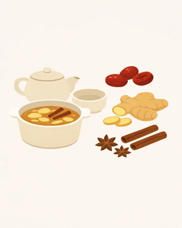 대추와 생강을 넣어 계피차 끓이는 과정9