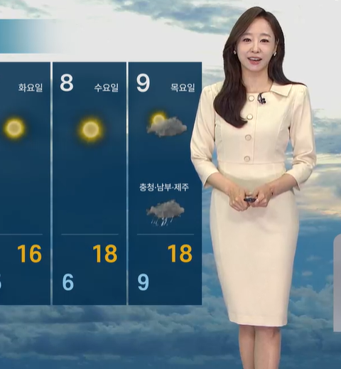 노은지 기상캐스터 2026년 4월 주간 날씨 전망 방송 장면