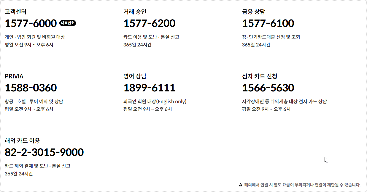 콜센터 상담 전화번호