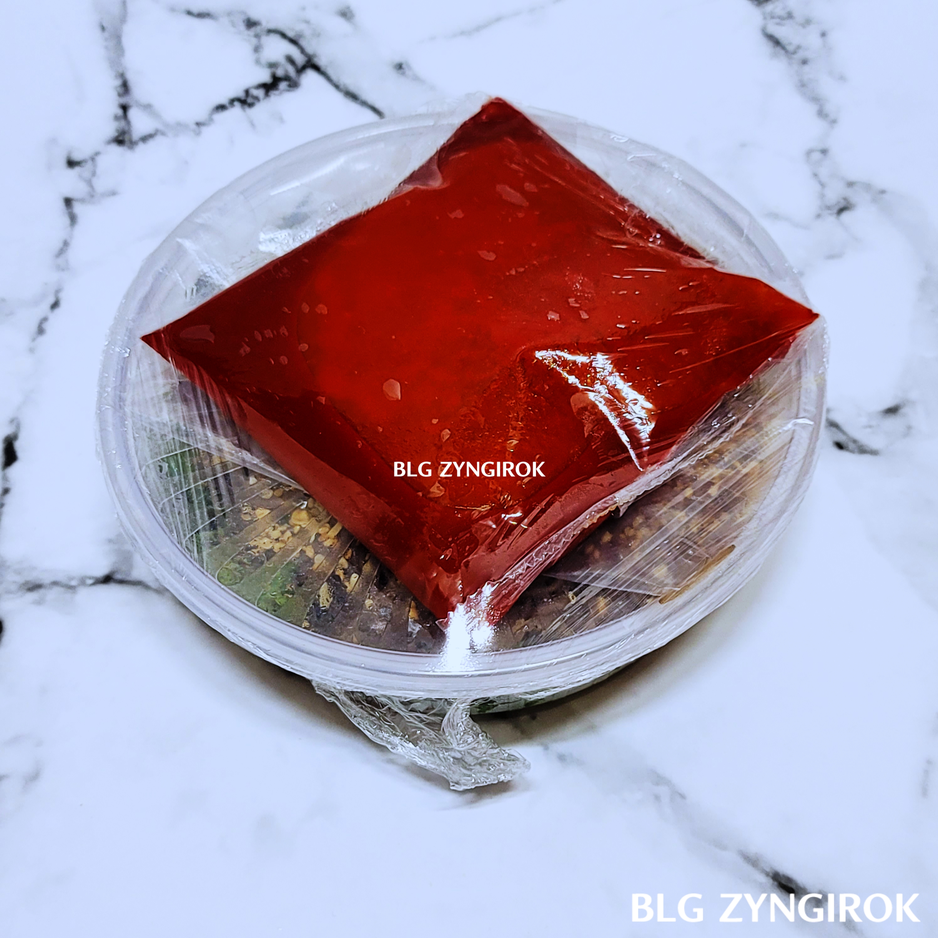 막국수의-포장-모습이다. 플라스틱-그릇에-담겨진-막국수는-랩으로-한번더-싸여있다.