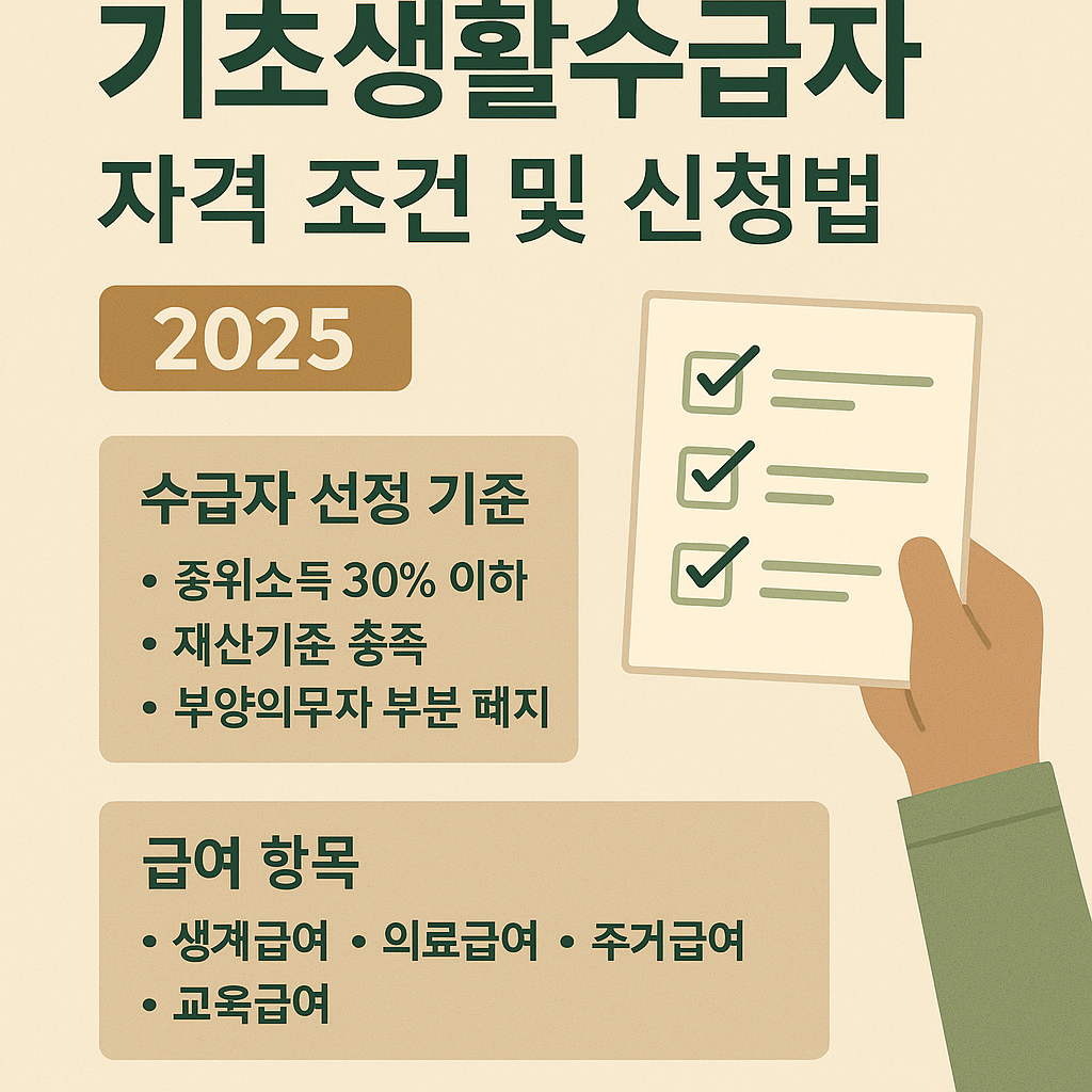 2025 기초생활수급자 자격 조건 및 신청 방법 총정리