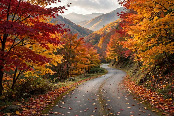 한적한 평일 단풍 산길