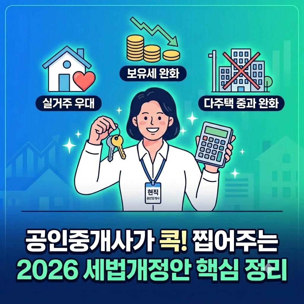 공인 중개사가 콕! 찝어주는 2026년 세법 개정안 핵심정리의 대한 썸네일 (AI를 이용한 이미지)