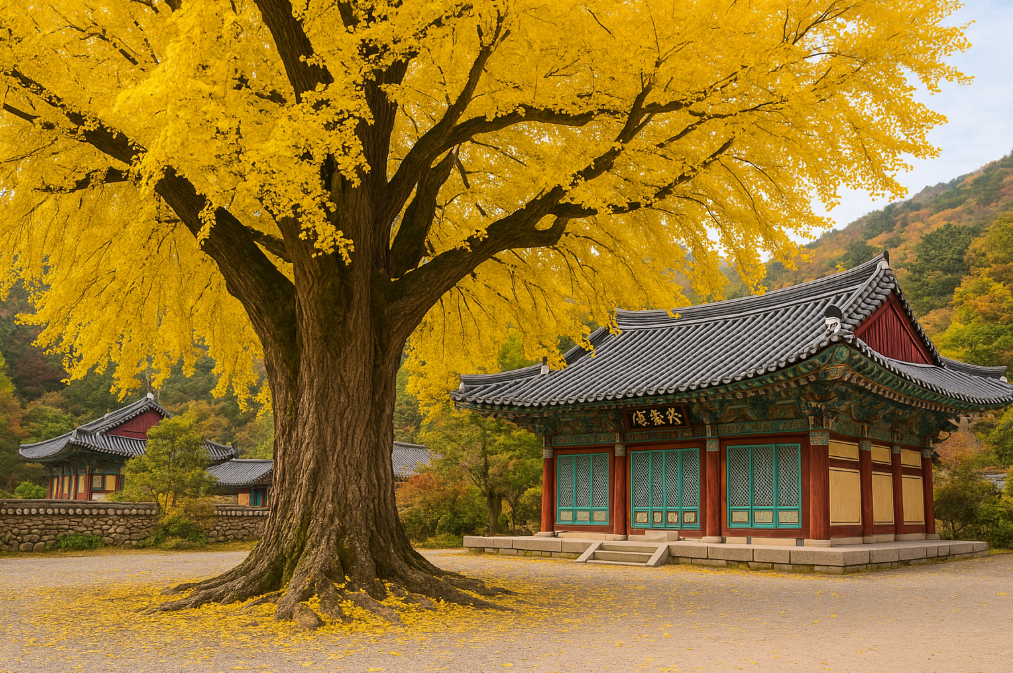 양평 용문사 천년 은행나무, 황금빛 단풍 절정 시기는?