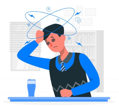 어지러워 하는 남자 일러스트