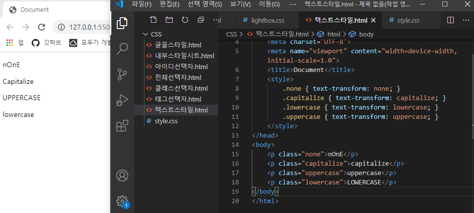 text-transform 사용 예시