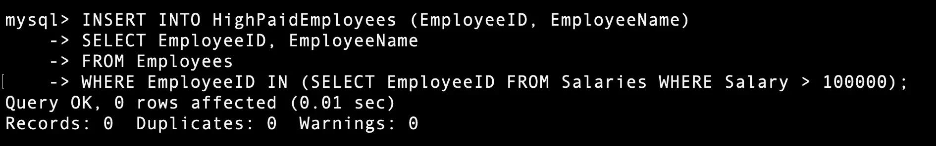insert 문 서브쿼리