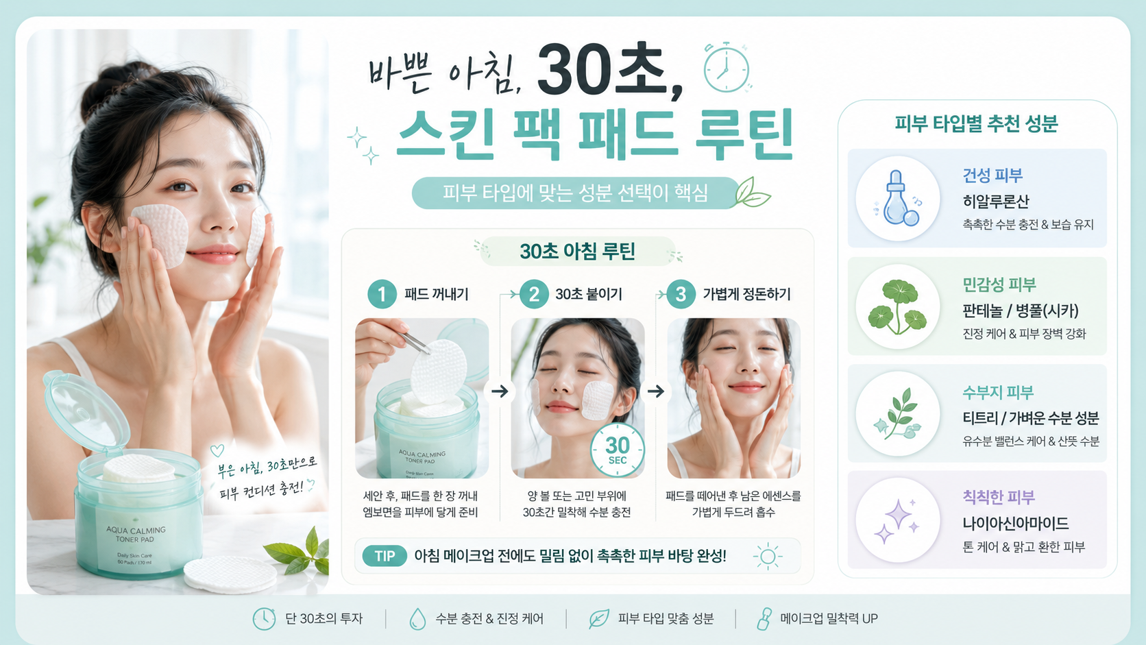 30초-스킨팩패드-아침루틴-피부타입별-추천성분