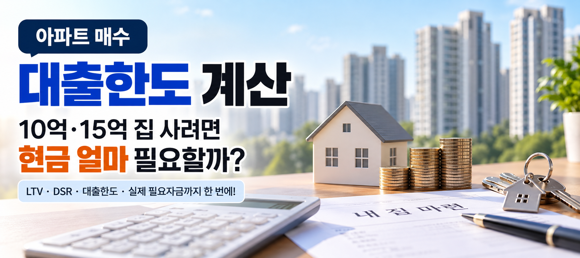 아파트 매수 대출한도와 10억 15억 주택 필요 현금 계산 대표이미지