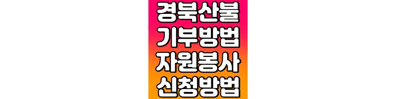 경북 산불 피해 기부 방법