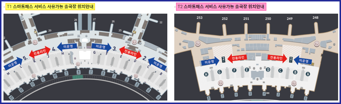 출국장 전용라인 위치 안내