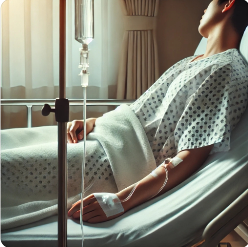 병원에 입원한 모습을 표현한 이미지