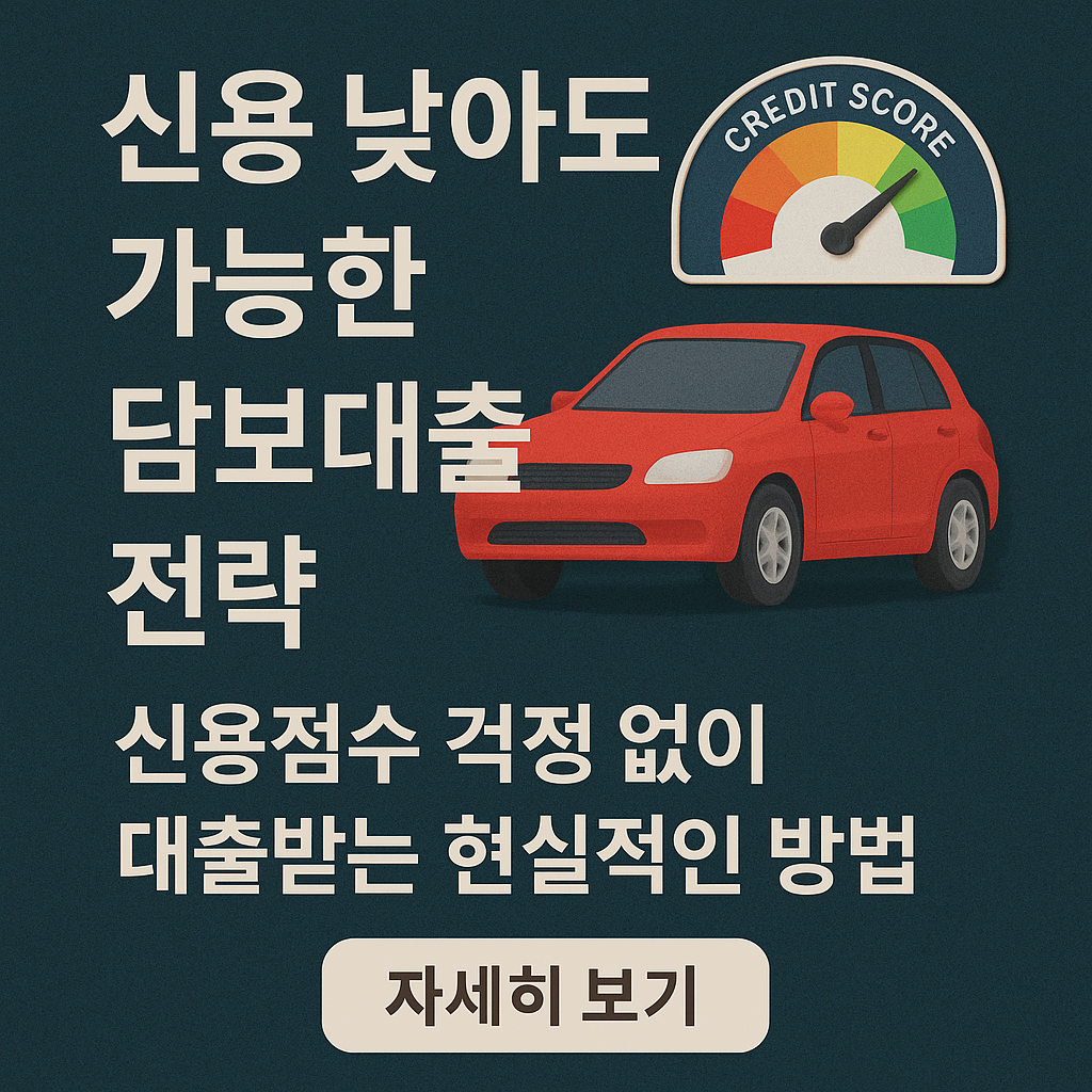 🚗 신용 낮아도 가능한 자동차 담보대출 전략 ❘ 신용점수 걱정 없이 대출받는 현실적인 방법
