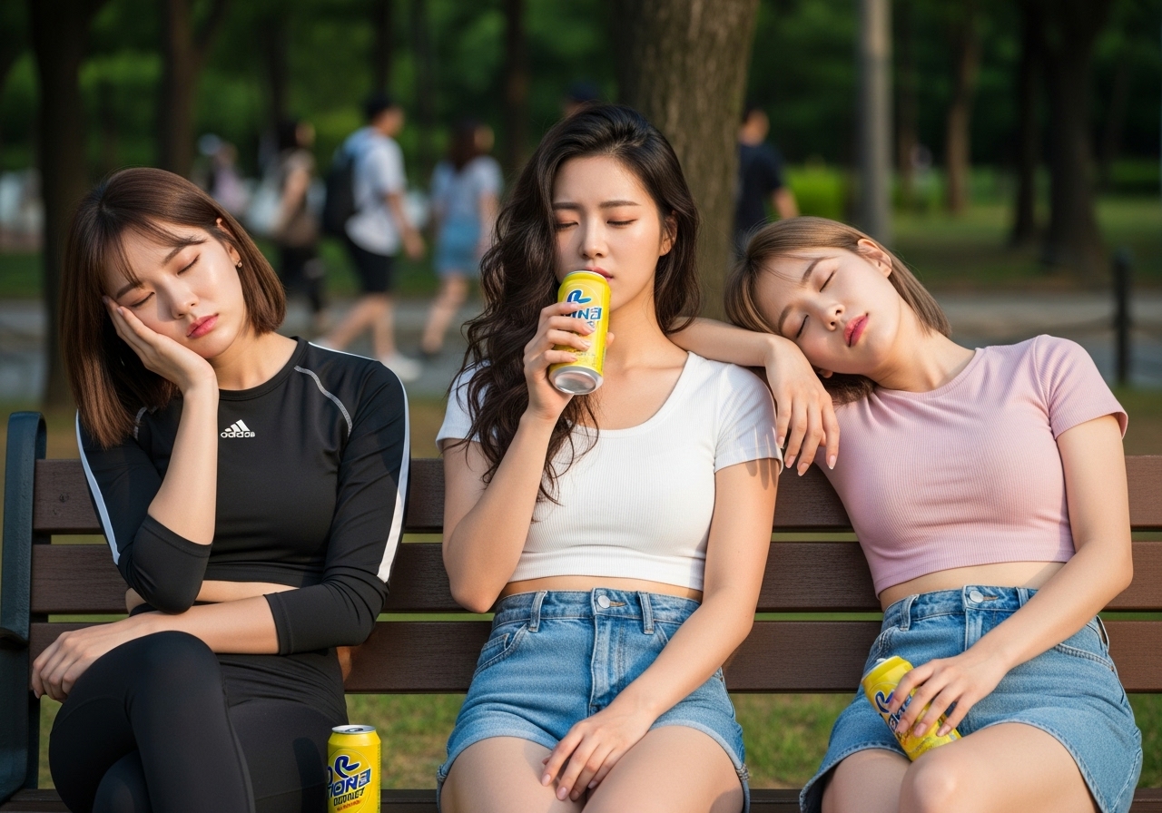 에너지드링크를 마시는 여자들