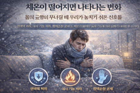 체온이 떨어져 떨고있는 모습