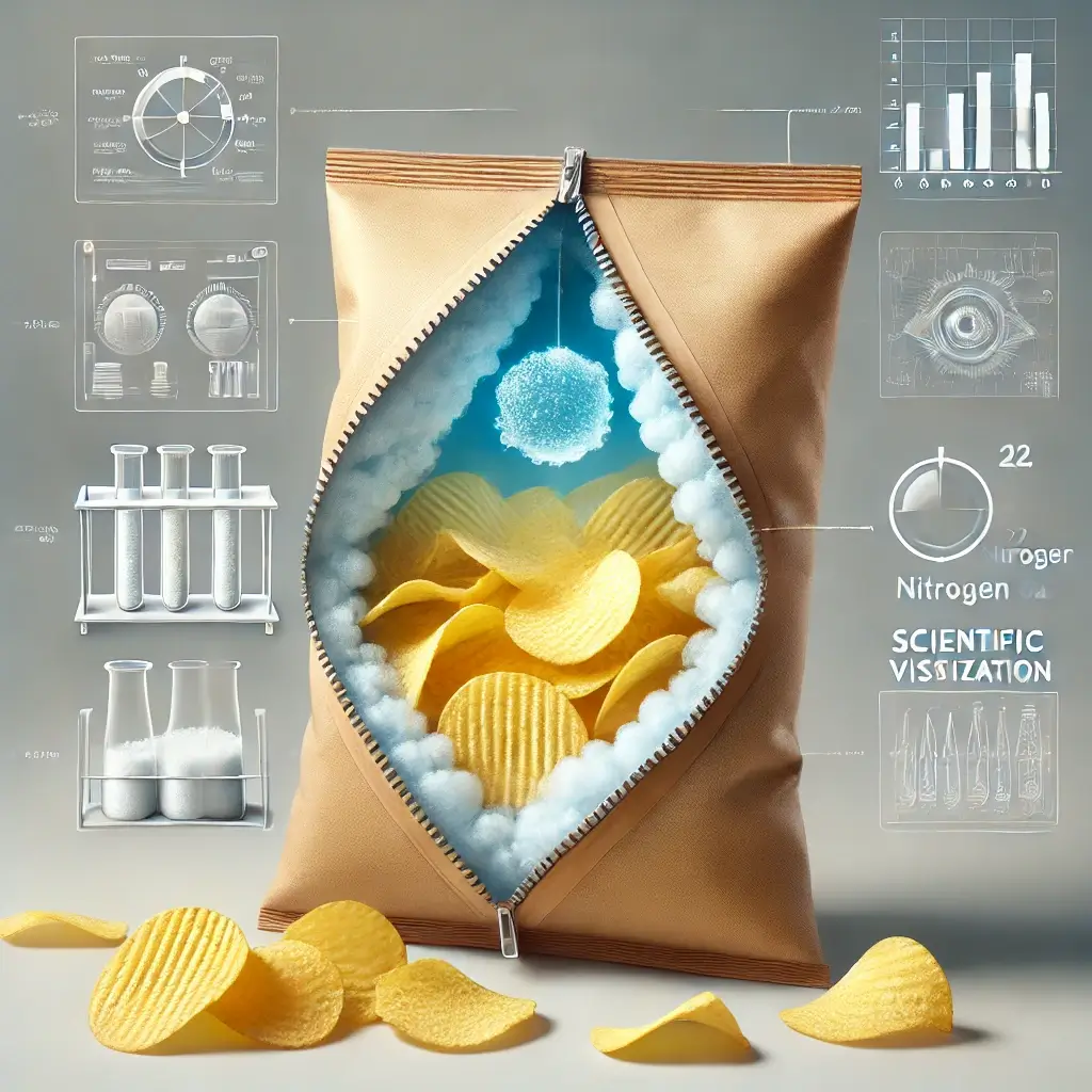 감자칩에-질소가-채워져-제품을-보호하는-모습