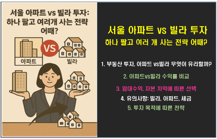 서울 아파트 vs 빌라 투자 : 하나 팔고 여러개 사는 전략 어때?