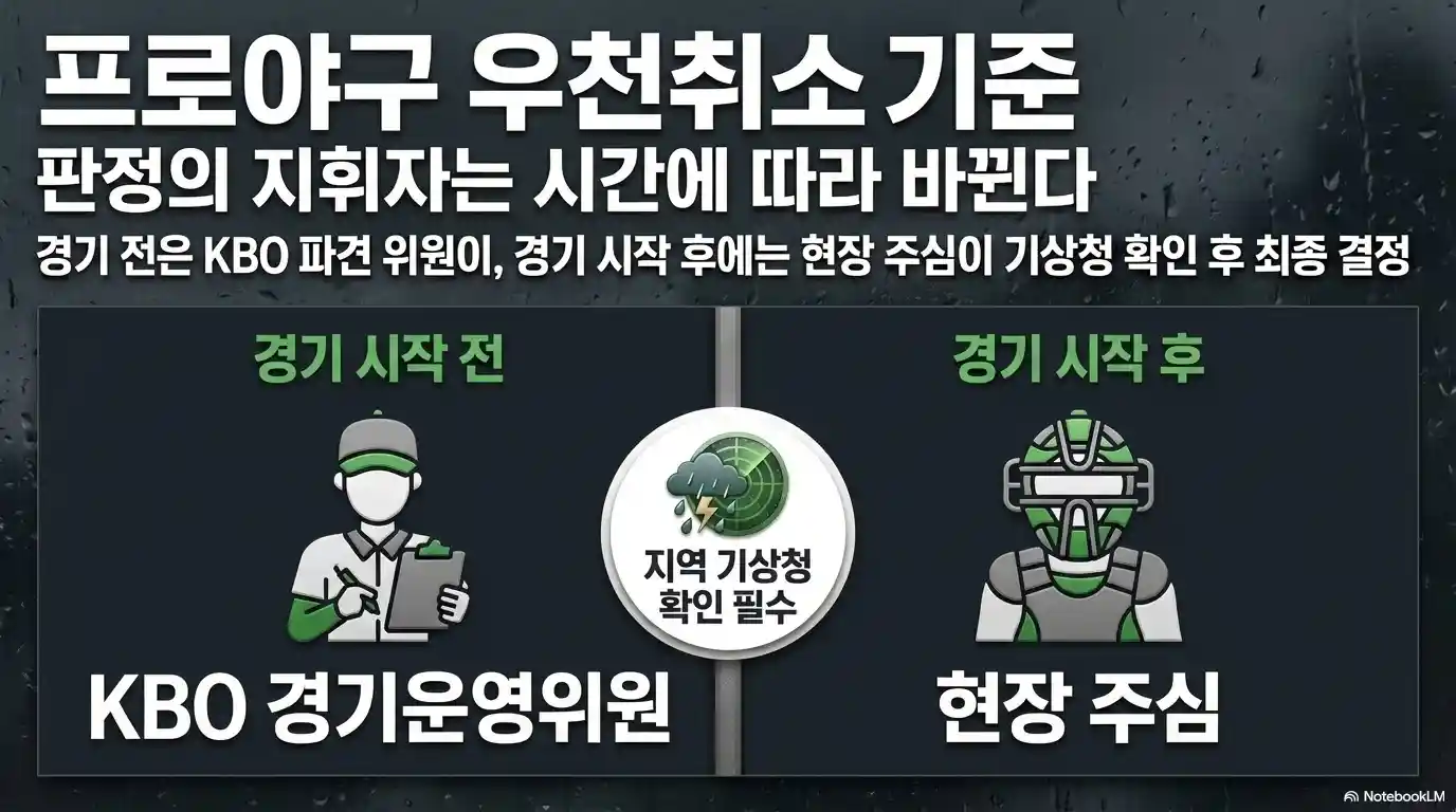 프로야구 우천 취소 경기 취소하는 사람