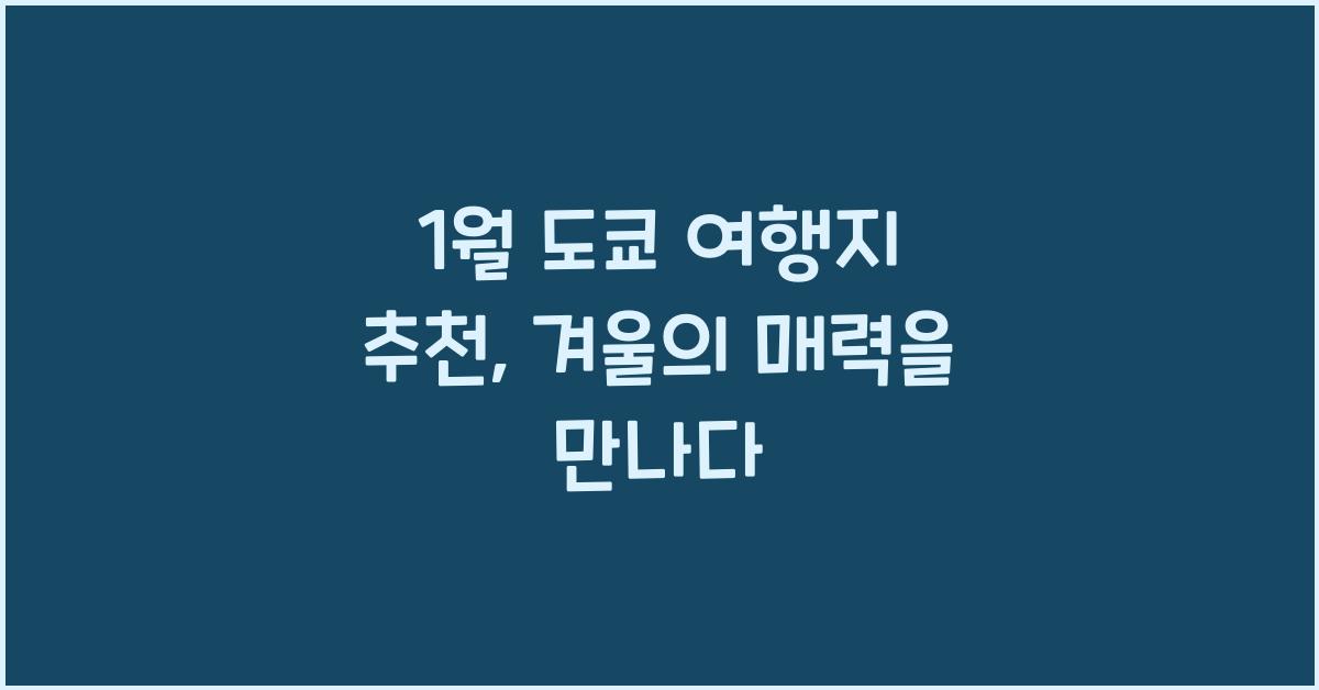 1월 도쿄 여행지 추천