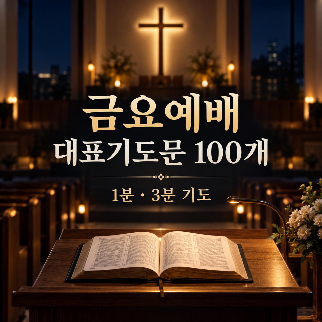 금요예배 대표기도문 100개와 1분·3분 기도 안내 표지