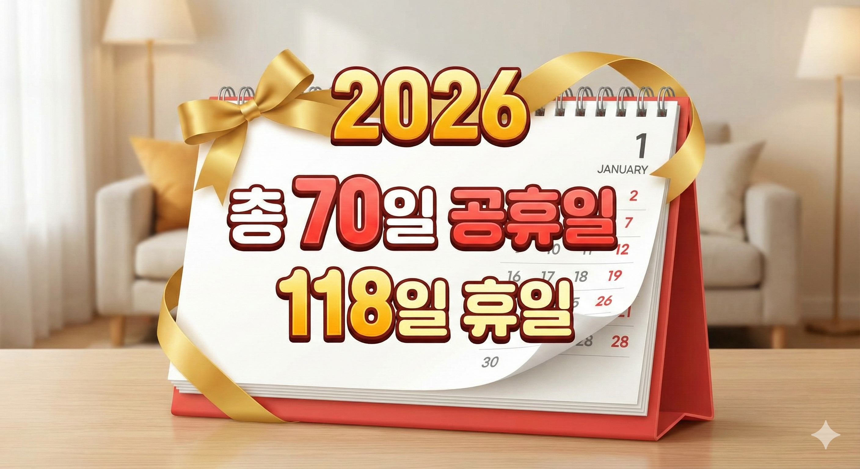 2026년 공휴일 달력 황금연휴 및 대체공휴일 일정 정리