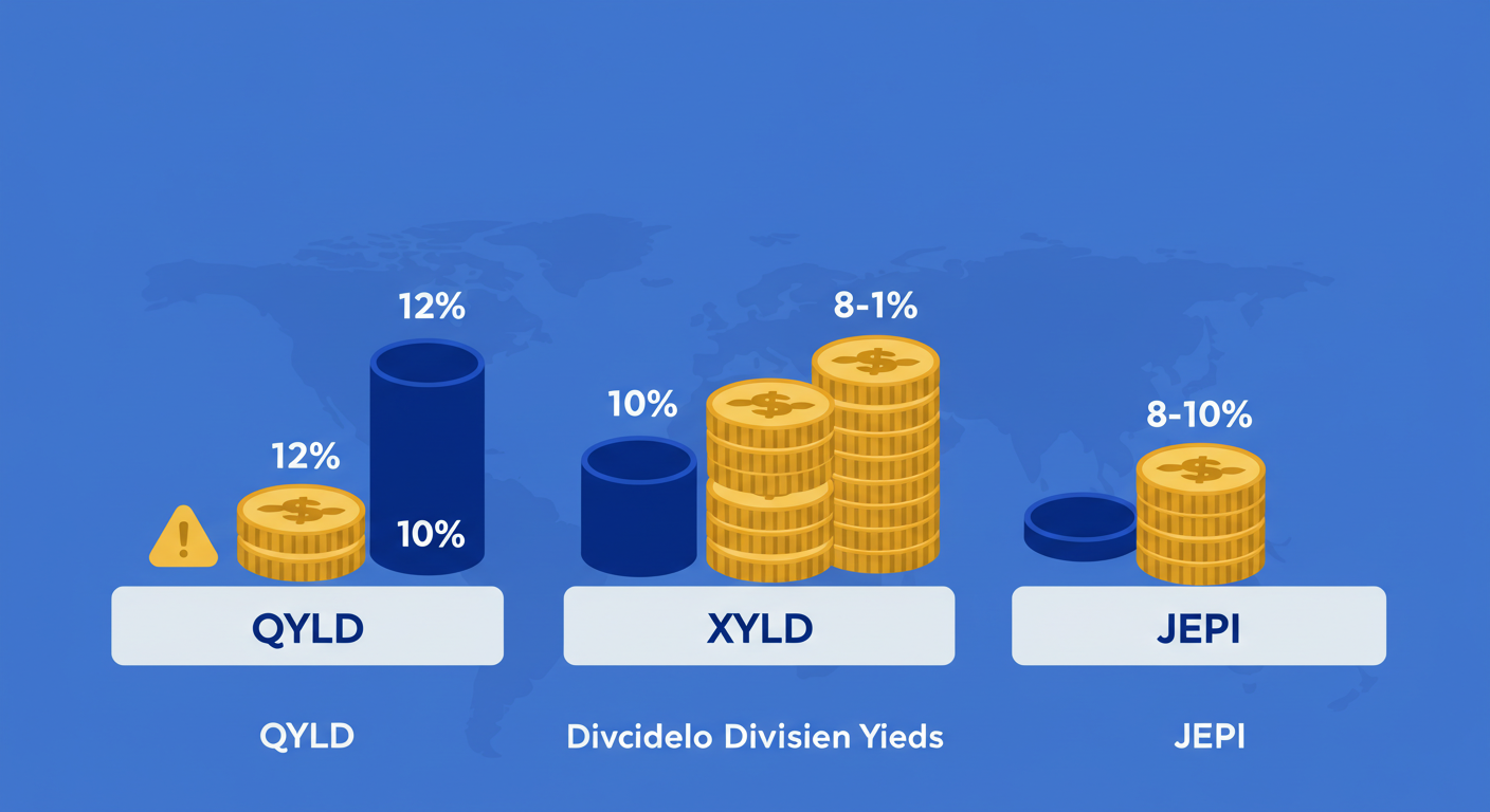 QYLD vs XYLD vs JEPI 배당률 비교 이미지