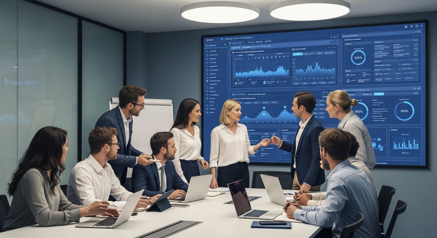 AI를 활용하여 마케팅 캠페인을 분석하고 최적화하는 팀원들