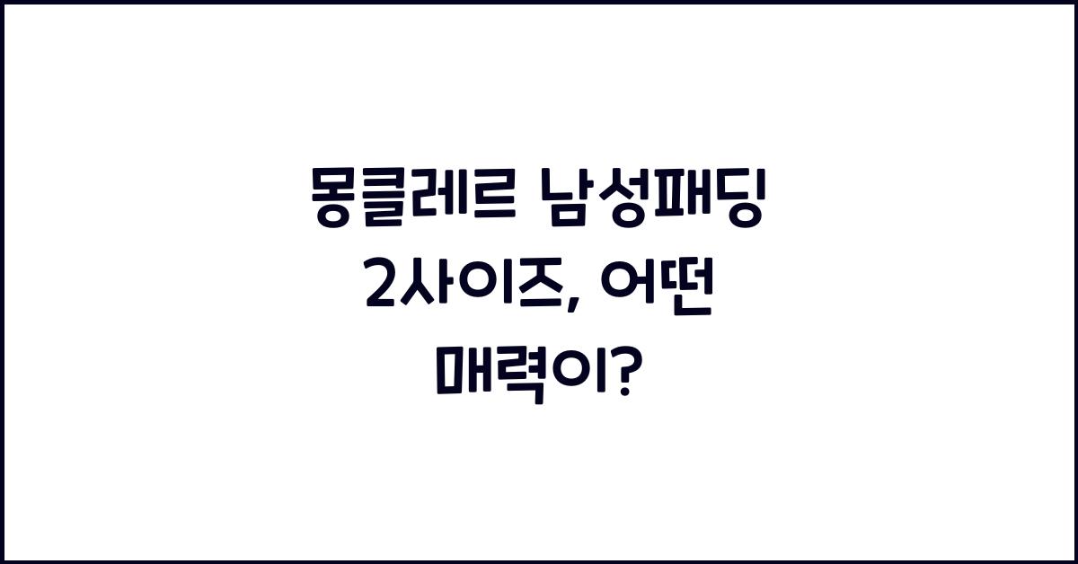 몽클레르 남성패딩 2사이즈