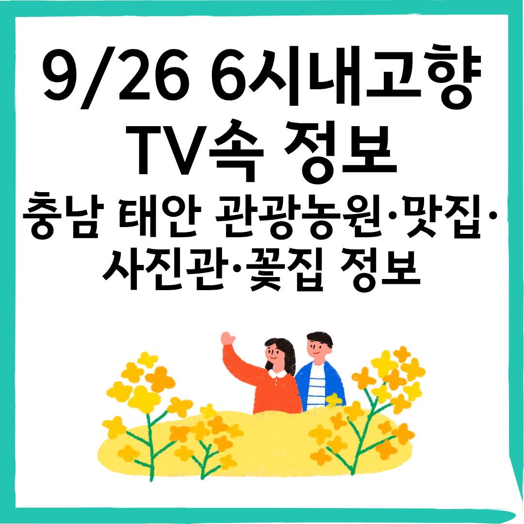 6시 내고향 9월 26일 방송｜충남 태안 관광농원&middot;맛집&middot;사진관&middot;꽃집 정보