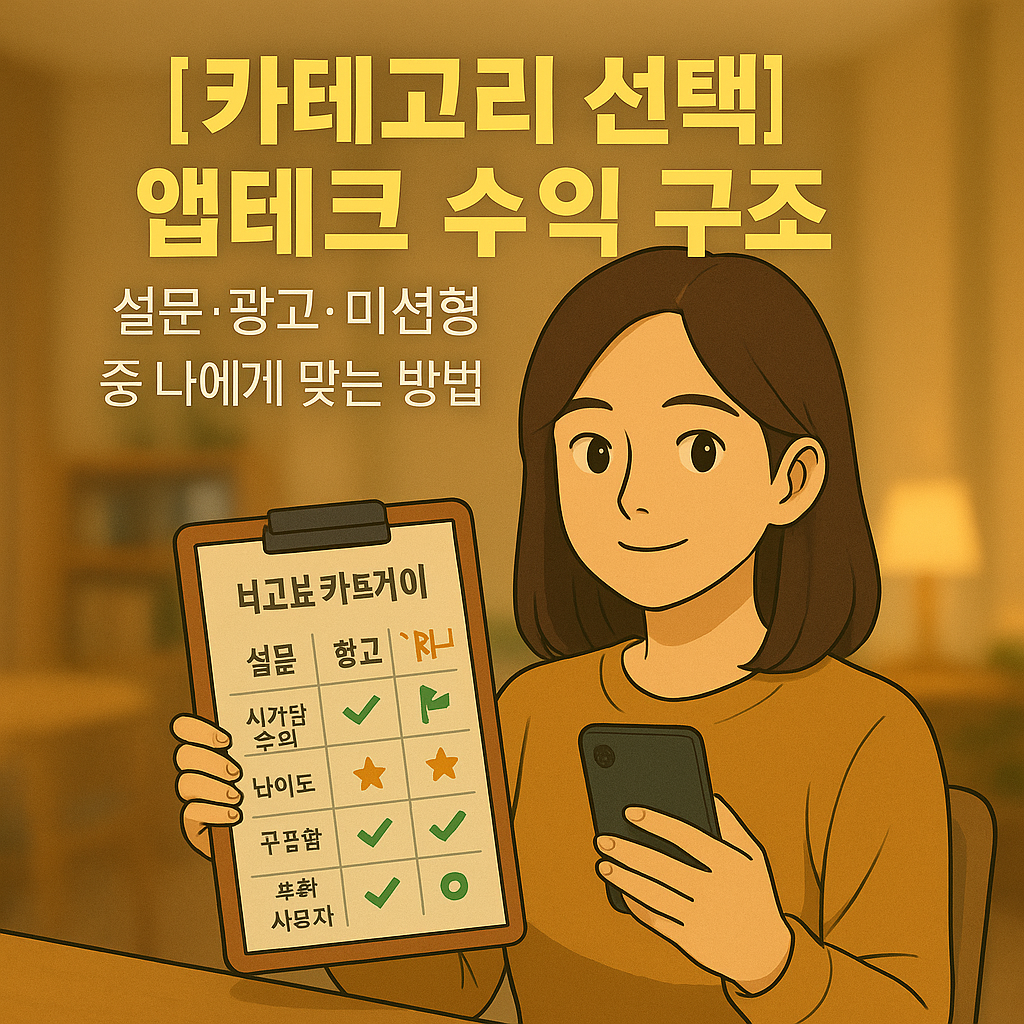 [카테고리 선택] 앱테크 수익 구조 ｜ 설문·광고·미션형 중 나에게 맞는 방법 정리