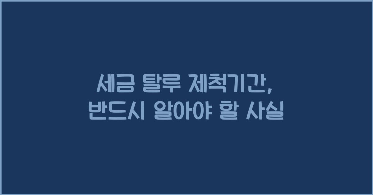 세금 탈루 제척기간