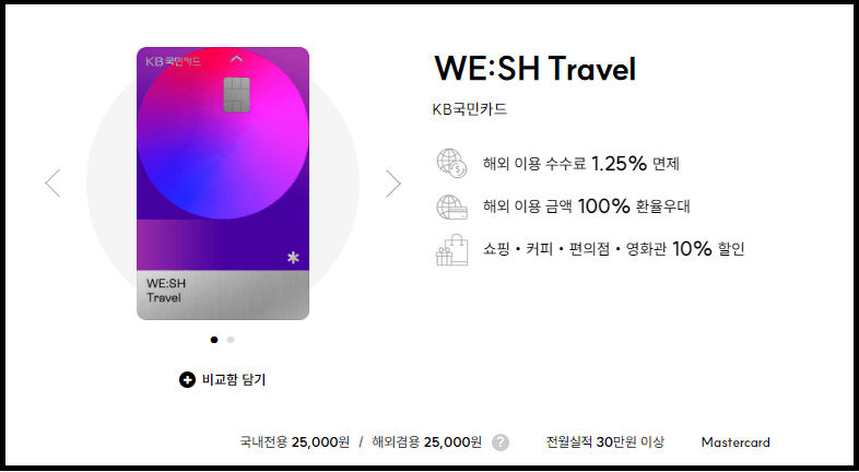 KB국민 WE:SH Travel(위시 트래블) - 실적없이 수수료면제와 환율우대100%
