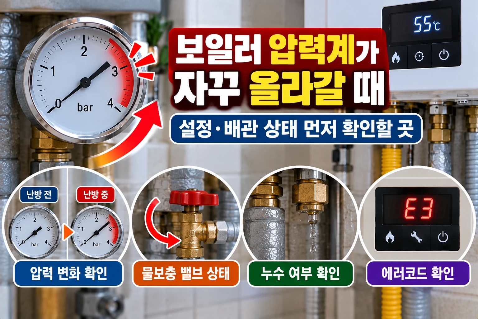 보일러 압력계 자꾸 올라갈 때