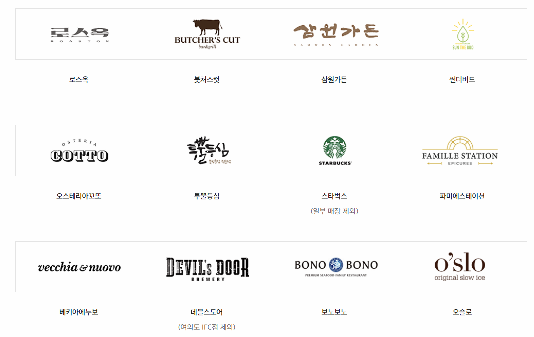 신세계상품권 외식 사용처 이미지