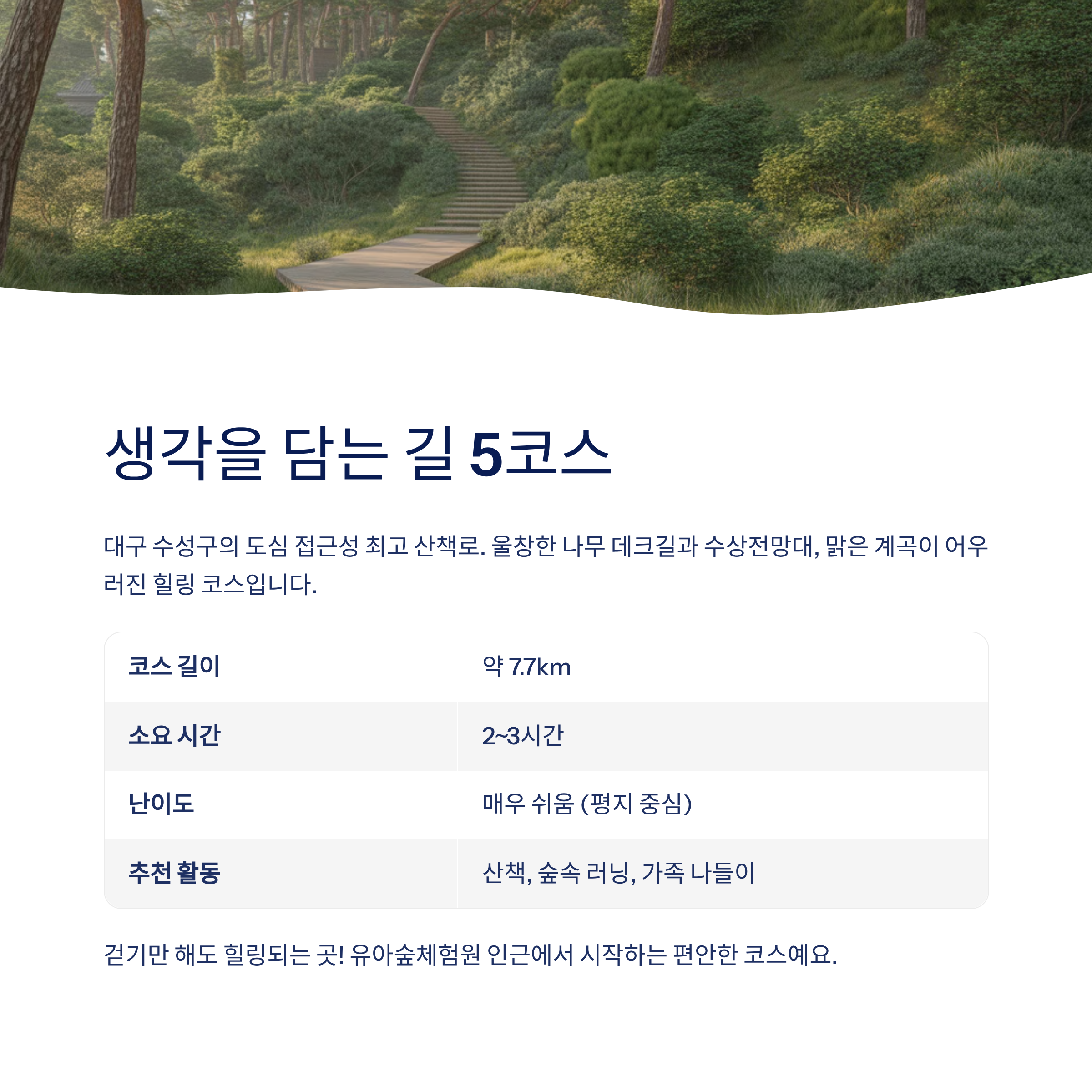 대구 근교 힐링 트레킹·산책 코스 추천 3선