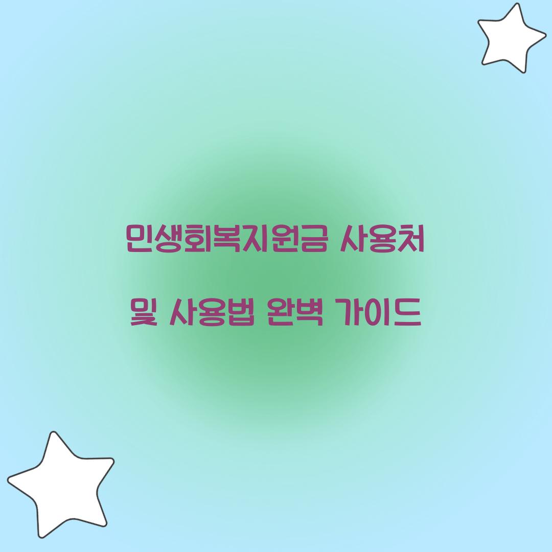 민생회복지원금 사용