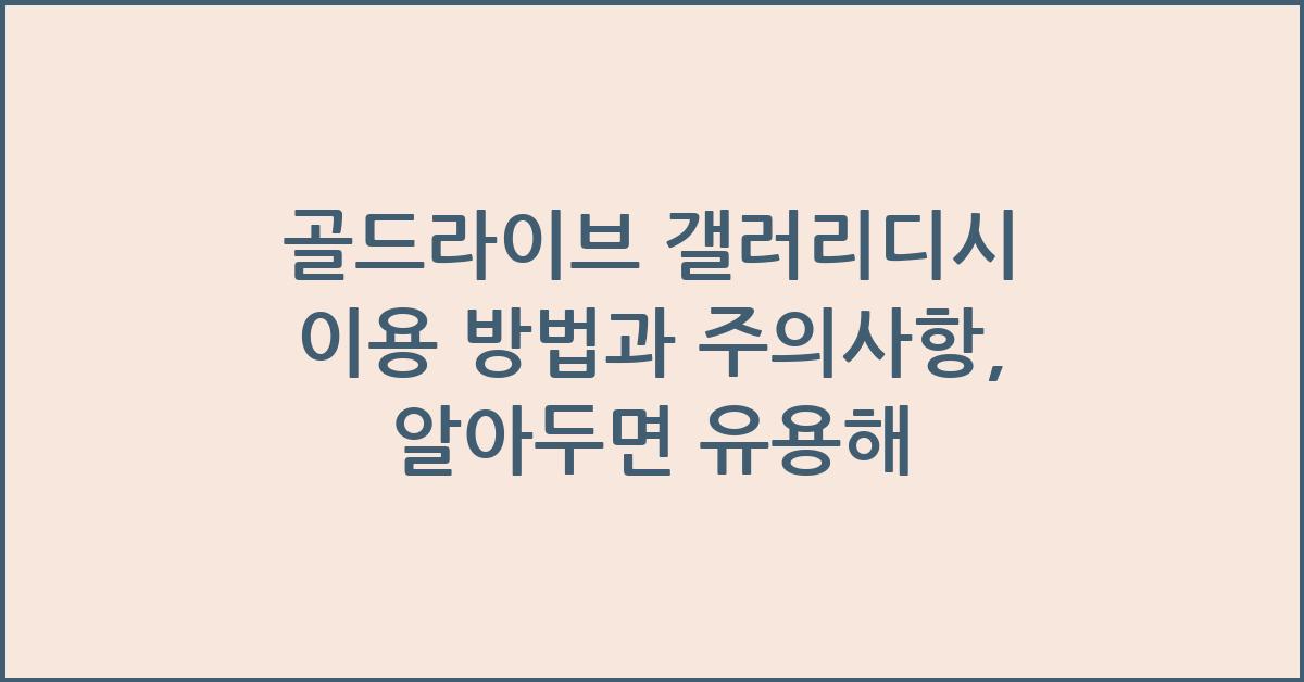 골드라이브 갤러리디시 이용 방법과 주의사항