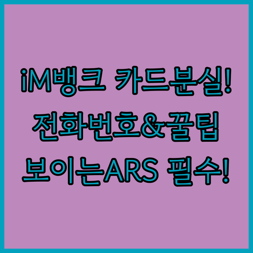 대구은행 iM뱅크 카드 분실신고 전화..