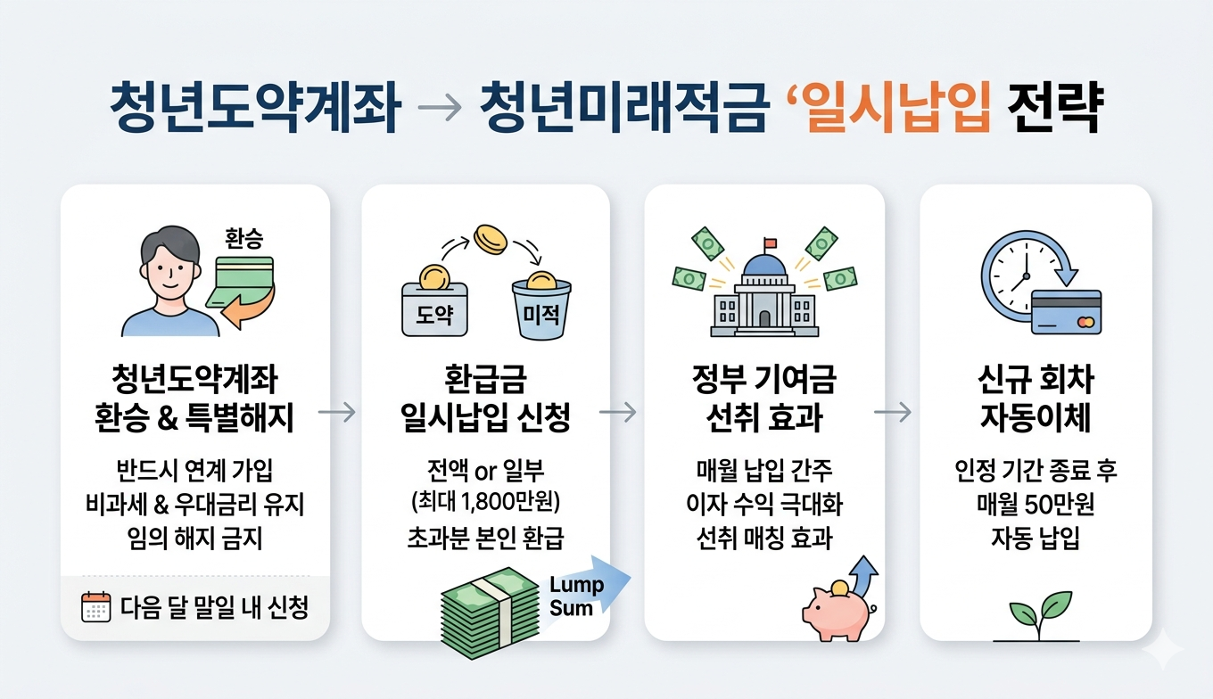 청년미래적금 갈아타기 방법 (일시납입 전략)
