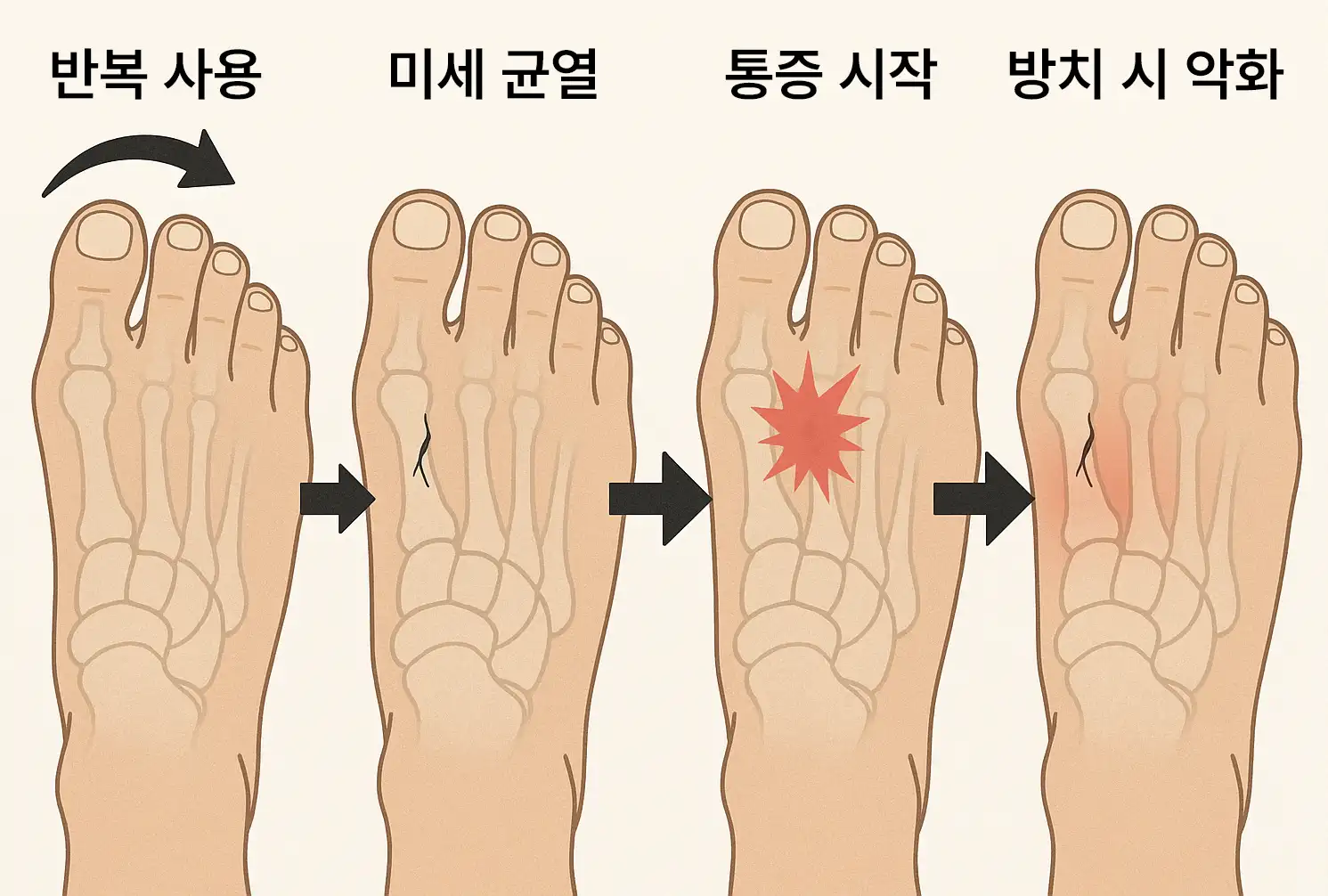 피로 골절 진행 순서