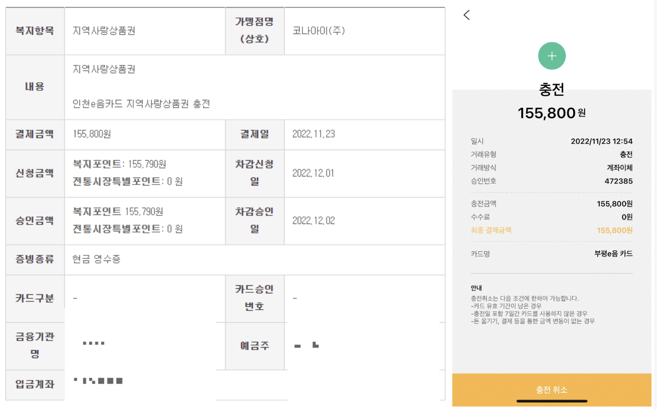 복지포인트로 이음카드 충전하기
