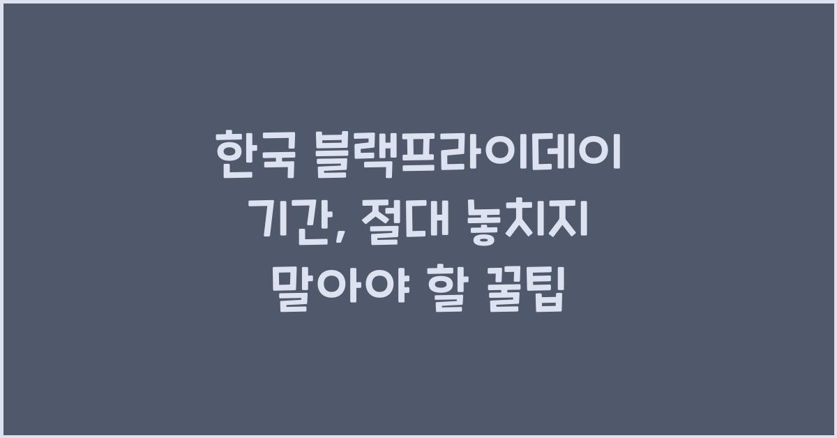 한국 블랙프라이데이 기간