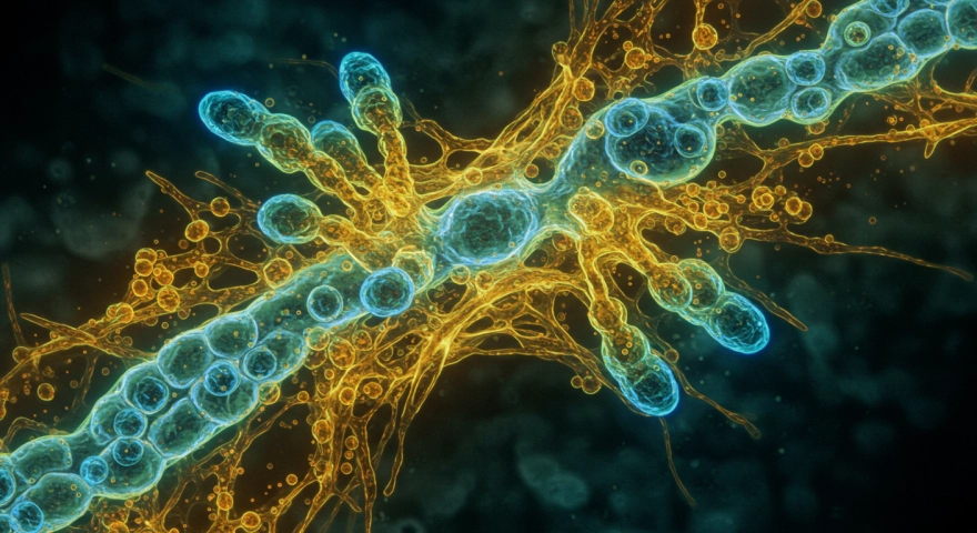 칸디다 곰팡이를 강조한 현미경 이미지