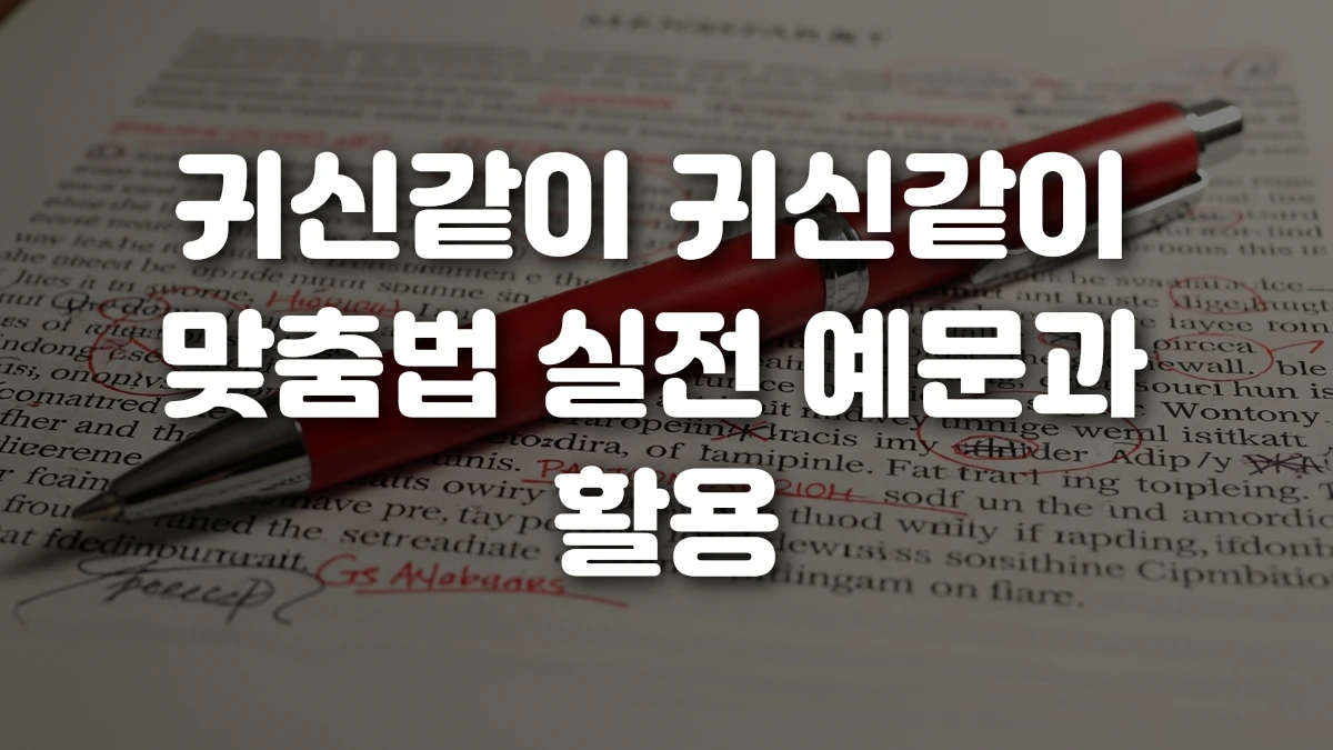 귀신같이 귀신같이 맞춤법 실전 예문과 활용