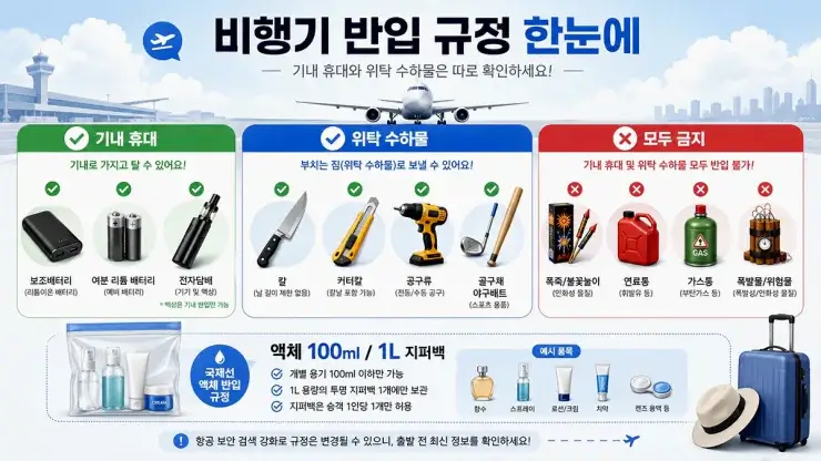 비행기 기내반입 금지 물품